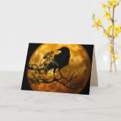 月の黒い鳩のグリーティングカード カード (黄色い花)