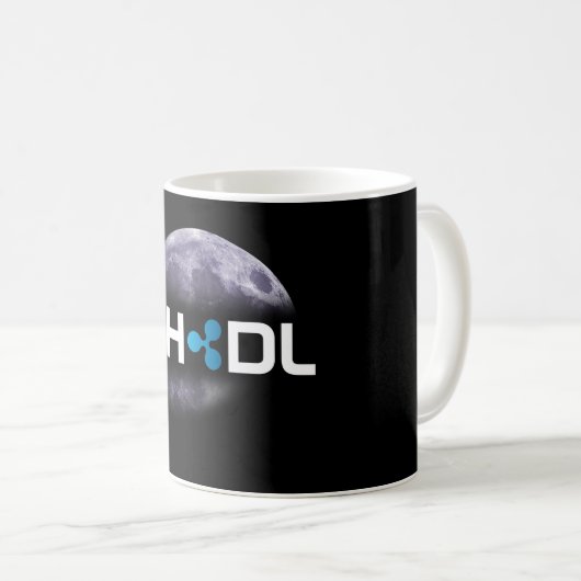月の黒のマグへの#HODLのさざ波 コーヒーマグカップ (正面右)