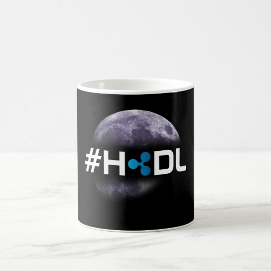 月の黒のマグへの#HODLのさざ波 コーヒーマグカップ (中央)