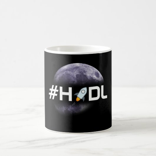 月の黒のマグへの#HODLの星の内腔 コーヒーマグカップ (中央)