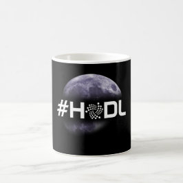 月の黒のマグへの#HODL IOTA コーヒーマグカップ