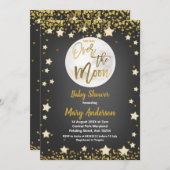 『月の黒板の上での金ゴールド·ベイビー·シャワー』 招待状 (正面/裏面)