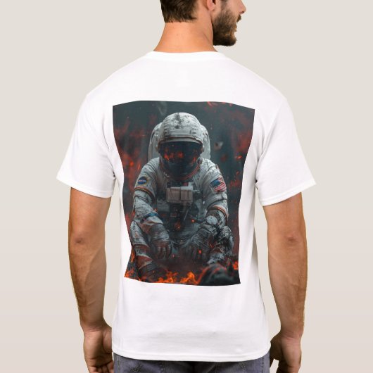 月のTシャツに座る宇宙飛行士 Tシャツ (裏面)