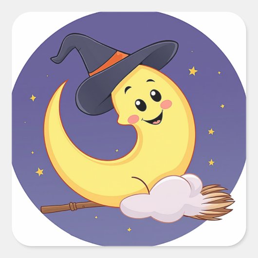 月は魔女の帽子をかぶっている スクエアシール (正面)