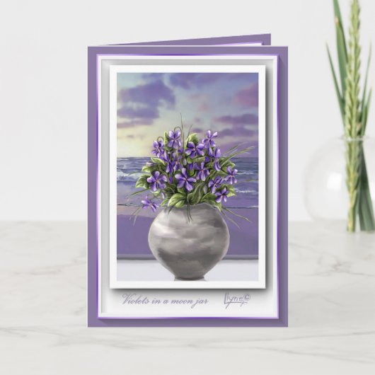 月びんの誕生日カードのスミレ ノートカード (正面)
