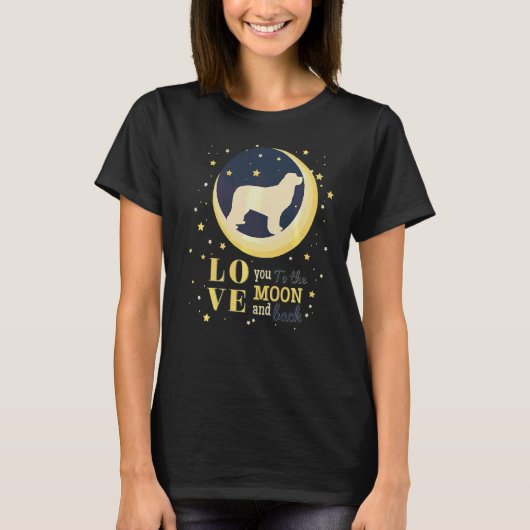 月へのニューファンドランド犬の愛 Tシャツ (正面)