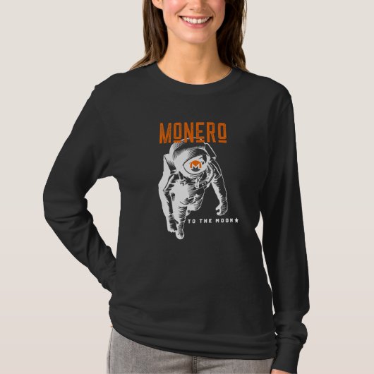 月へのモネロ暗号の宇宙飛行士Cryptocurrency Tシャツ (正面)