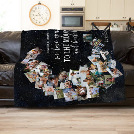 月への愛と戻る |家族の写真 フリースブランケット