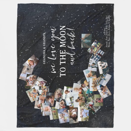 月への愛と戻る |家族の写真 フリースブランケット (正面)