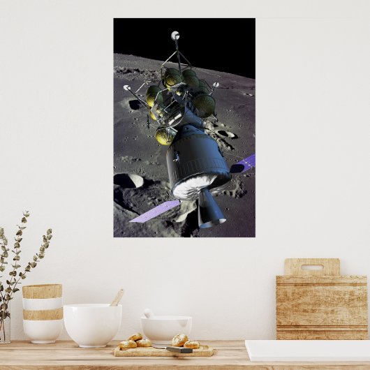 月への新しい宇宙船のアーティストレンディション ポスター (キッチン)