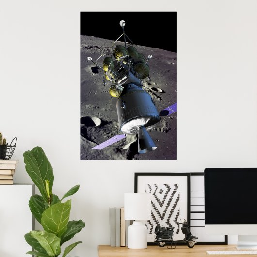 月への新しい宇宙船のアーティストレンディション ポスター (ホームオフィス)