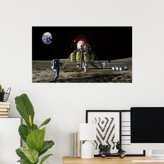 月への新しい宇宙船のアーティストレンディション ポスター (ホームオフィス)