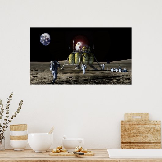 月への新しい宇宙船のアーティストレンディション ポスター (キッチン)