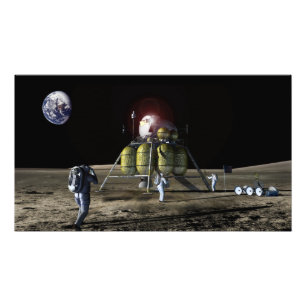 月への新しい宇宙船の芸術家の演出 フォトプリント           