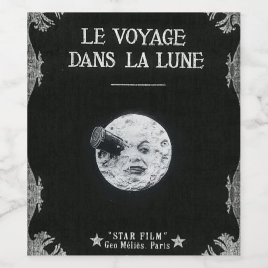 月への旅ヴィンテージレトロシネマフランスのー ワインラベル (シングルラベル)