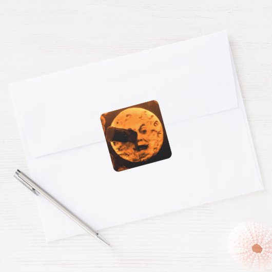 月への旅(血のオレンジのセピア) スクエアシール (封筒)