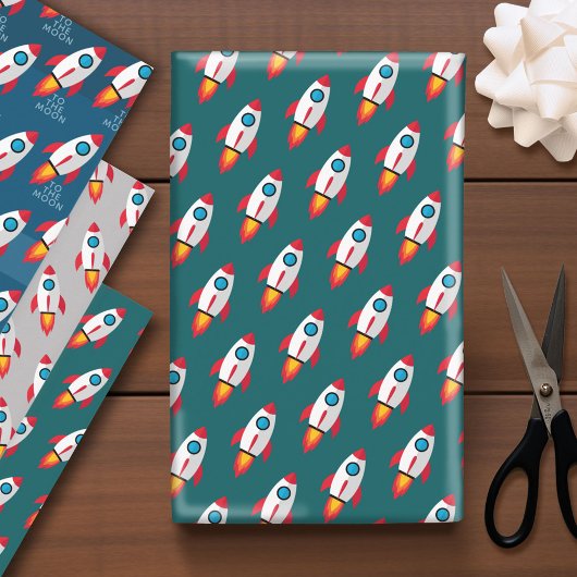 月への暗号ロケット – 宇宙 ラッピングペーパーシート