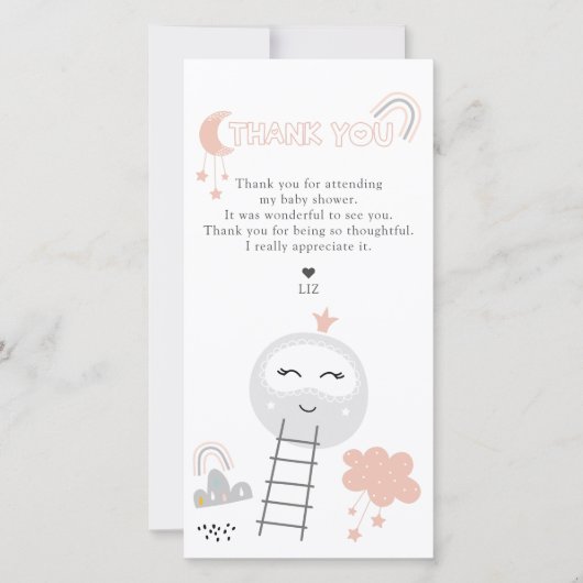 月への赤ちゃんシャワーの道 サンキューカード (正面)