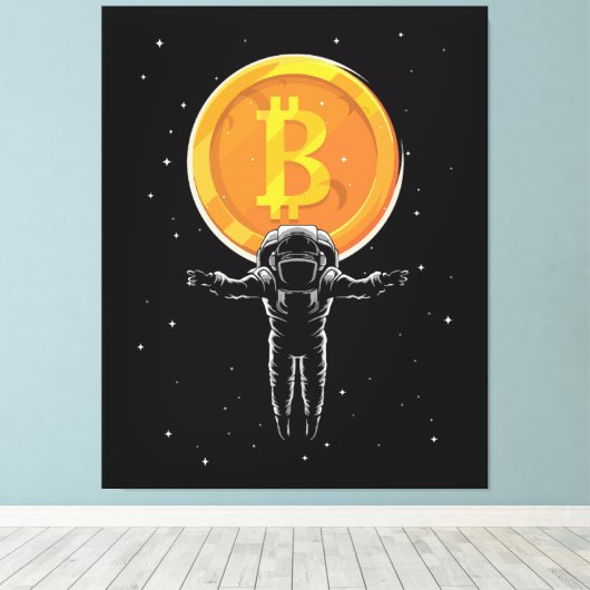 月へのBitcoin宇宙飛行士 – Bitcoin Crypto キャンバスプリント (インサイチュ (ウッドフロア))