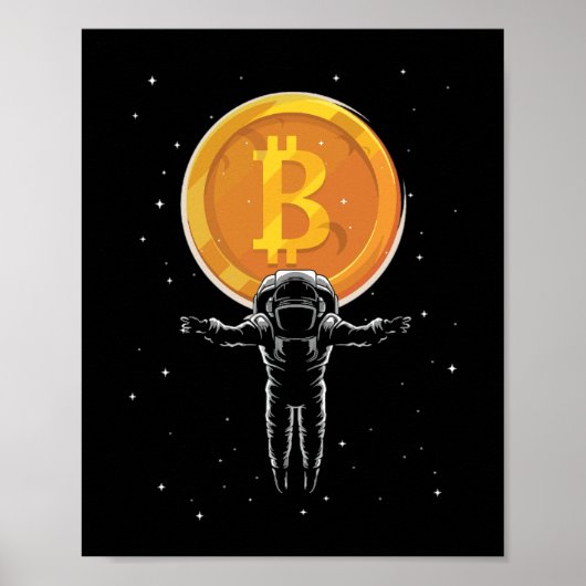 月へのBitcoin宇宙飛行士 – Bitcoin Crypto ポスター (正面)
