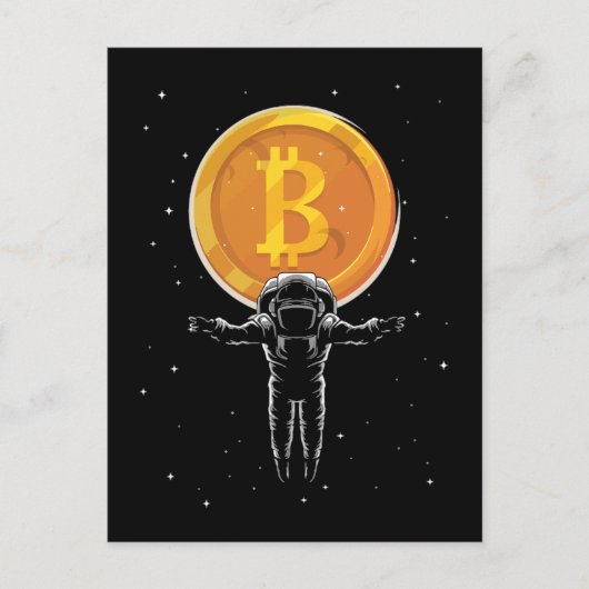 月へのBitcoin宇宙飛行士 – Bitcoin Crypto ポストカード (正面)