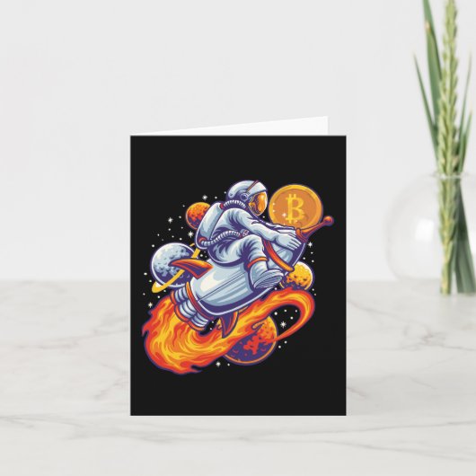 月へのBitcoin宇宙飛行士 – BTC Crypto サンキューカード (正面)