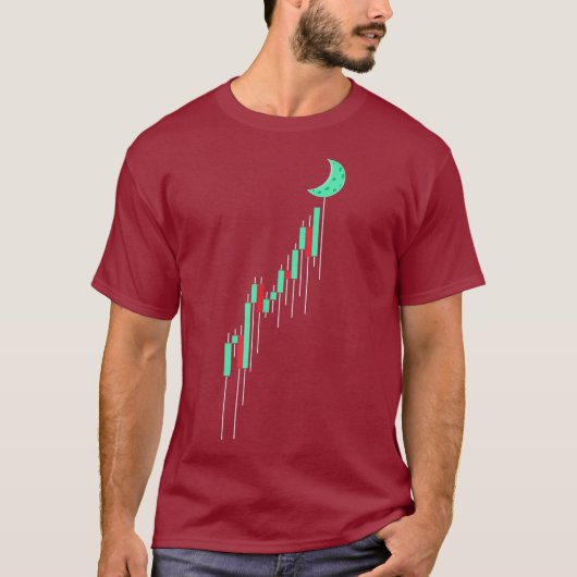 月へのhodl暗号株価表の取引 tシャツ (正面)