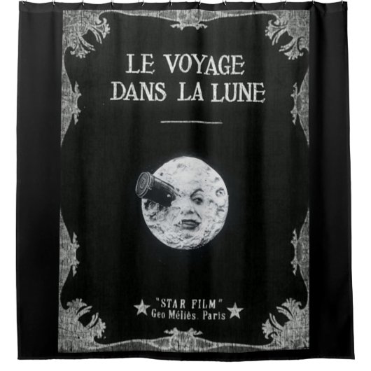 月へのLe VoyageのdansのlaのLune /A旅行 シャワーカーテン (正面)