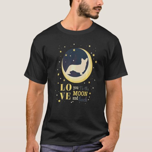 月へカードィガン・ウェルシュ・コーギー 愛 Tシャツ (正面)