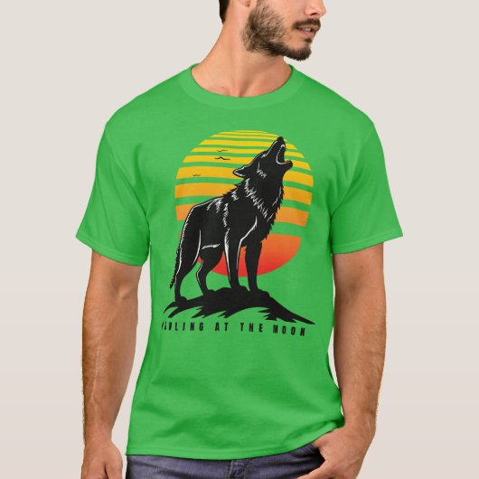 月へ吠えるワフ Tシャツ (正面)