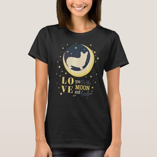 月へ行くウェルシュ・コーギー Tシャツ (正面)