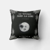 月またはLe VoyageのdansのlaのLuneのレトロへの旅行 クッション (裏面)