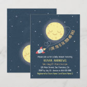 月までそして戻ってくるまでの愛を Baby Shower 招待状 (正面/裏面)