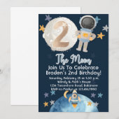 月まで宇宙飛行士の誕生日招待状 招待状 (正面/裏面)