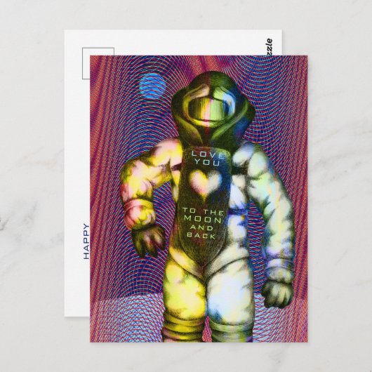 月まで愛してる宇宙飛行士の絵 クールなスペース ポストカード (正面/裏面)