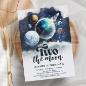 月まで2 水彩ギャラクシー モダン 2歳誕生日 招待状