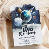 月まで2 水彩ギャラクシー モダン 2歳誕生日 招待状