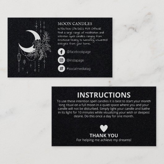 月ろうそくの呪文 名刺 (正面/裏面)