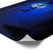 月を乗り越えるサンタのそり ポスター (角)