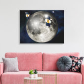 月を周回するツイングリル宇宙船。 キャンバスプリント (インサイチュ (リビング))