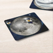 月を周回するツイングリル宇宙船。 スクエアペーパーコースター (アングル)