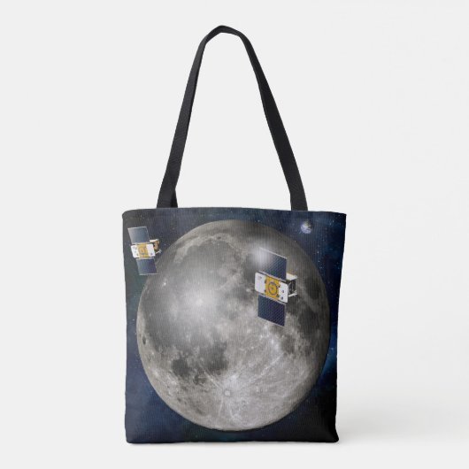 月を周回するツイングリル宇宙船。 トートバッグ (裏面)