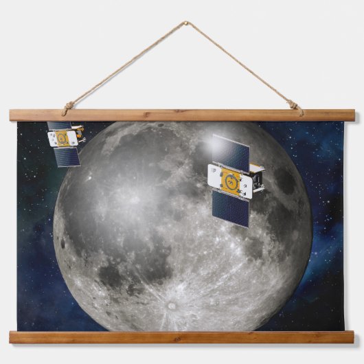 月を周回するツイングリル宇宙船。 吊り下げ型タペストリー (正面)