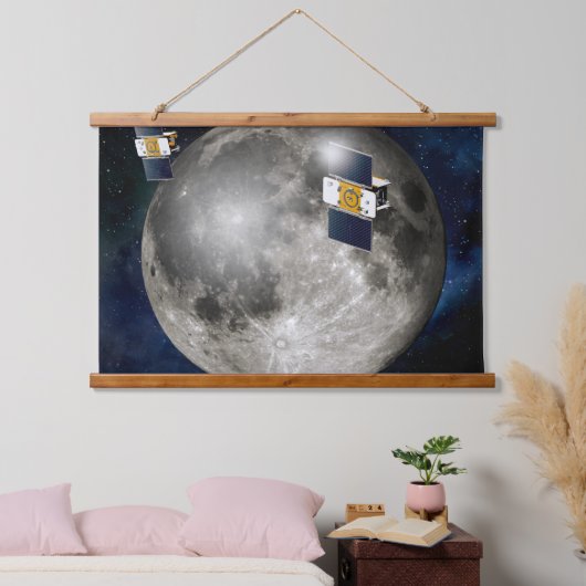 月を周回するツイングリル宇宙船。 吊り下げ型タペストリー (寝室)