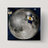 月を周回するツイングリル宇宙船。 缶バッジ (正面)