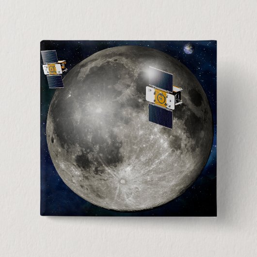 月を周回するツイングリル宇宙船。 缶バッジ (正面)