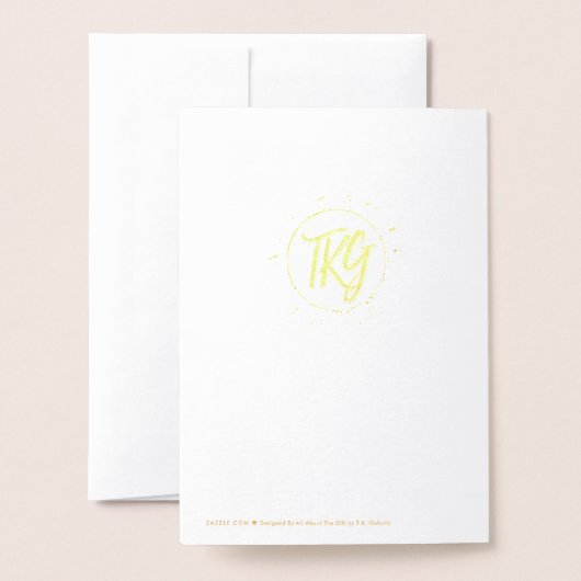 月を持つ金ゴールドホイルのシマウマ 箔カード (裏面封筒付き)