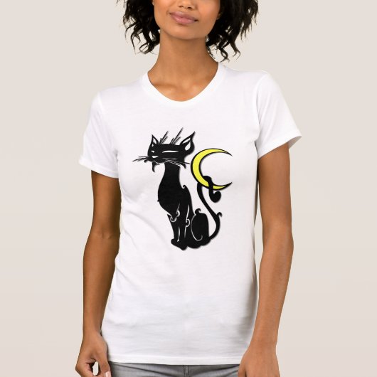 月を持つ黒猫 Tシャツ (正面)