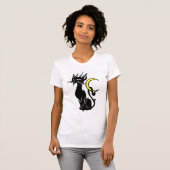 月を持つ黒猫 Tシャツ (正面フル)