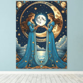 月を持つ2人のファンタジー キャンバスプリント (インサイチュ (ウッドフロア))